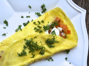 Healthy Turkey, Apple and Goat Cheese Omelet